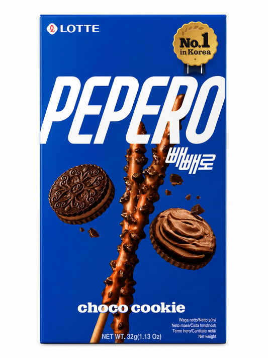 Lotte Pepero Choco Cookie – Bețe Crocante cu Ciocolată și Bucăți de Biscuiți 32 g