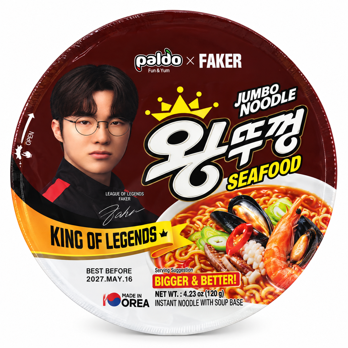 Paldo x Faker King of Legends Jumbo Noodle Seafood 120g