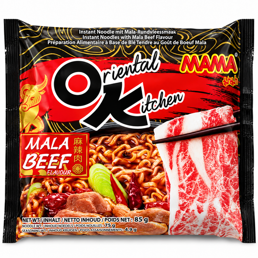 MAMA Oriental Kitchen Mala Beef 85 g – ramen instant cu aromă de vită Mala