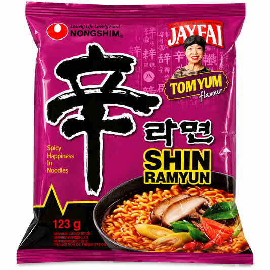 Nongshim Shin Ramyun Jay Fai Tom Yum 123 g – ramen instant picant și cremos