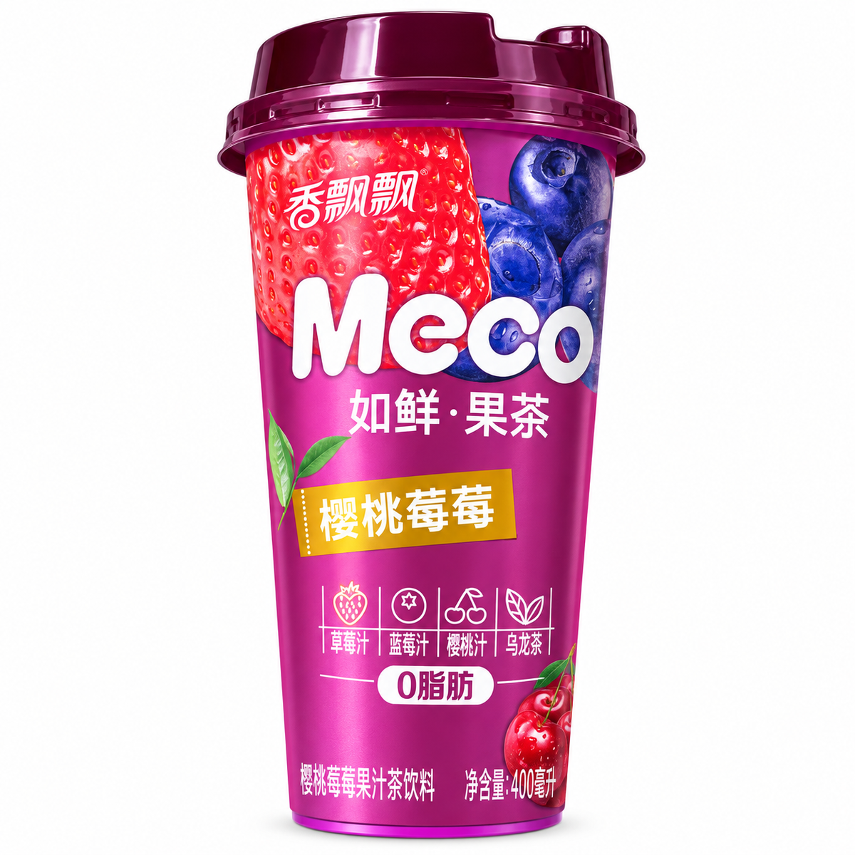 Meco Fruit Tea Strawberry, Blueberry & Cherry 400 ml – ceai cu căpșuni, afine și cireșe