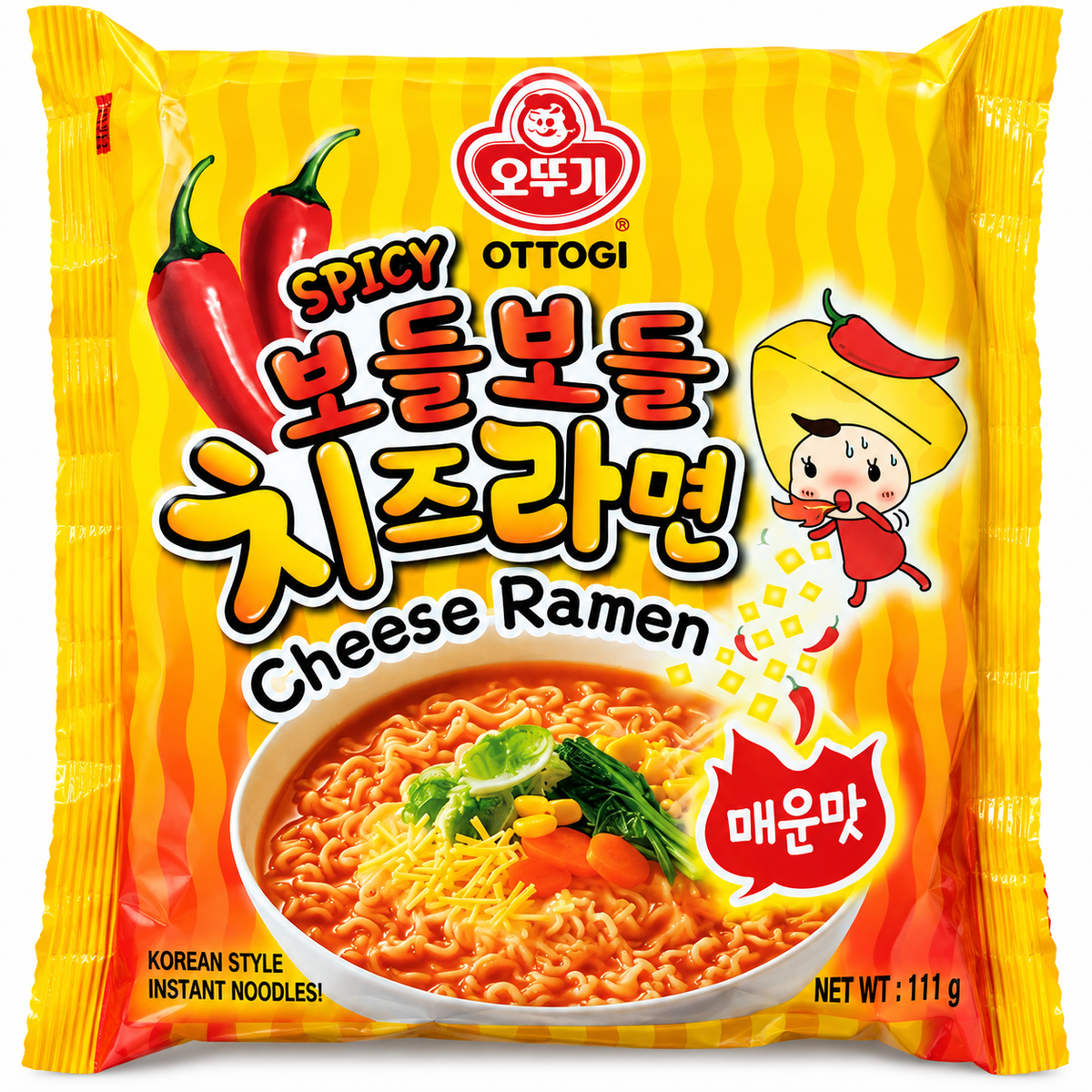 Ottogi Spicy Cheese Ramen 111 g – tăiței instant coreeni cu brânză și gust picant