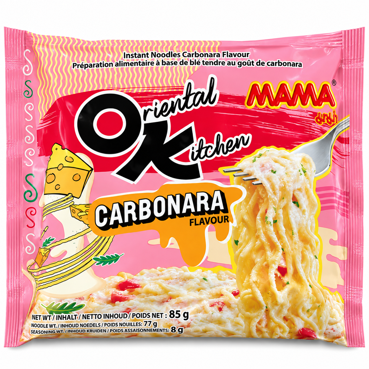 MAMA Oriental Kitchen Carbonara 85 g – noodles instant cu aromă de carbonara
