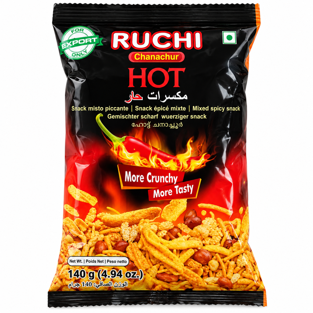 Ruchi Chanachur Hot – Mix de Gustări Picante 140 g