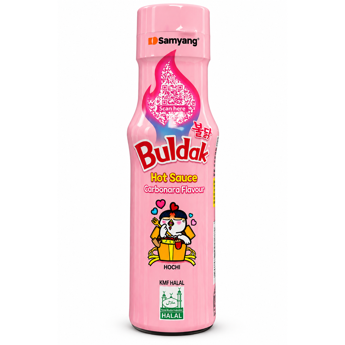 Samyang Buldak Hot Sauce Carbonara Flavour – sos coreean picant, sticlă roz