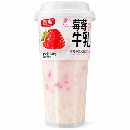 Lushuang Strawberry Milk Drink 520 g – băutură cu aromă de lapte și căpșuni