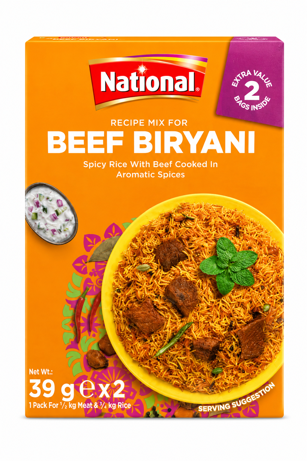 National Beef Biryani Recipe Mix 2x39g – Mix de Condimente pentru Biryani cu Vită