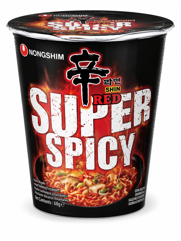 Nongshim Shin Red Super Spicy Cup 68g – Tăiței Instant Coreeni Extra Picanți în Pahar