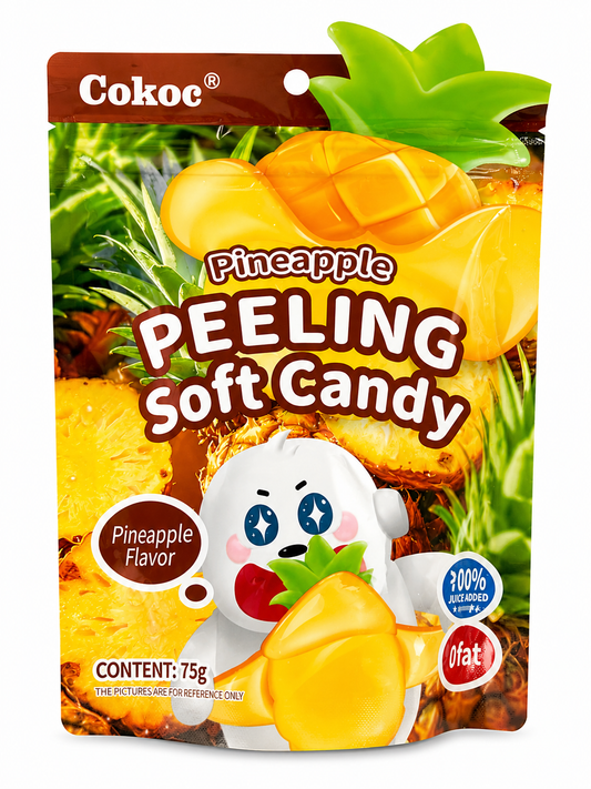Bomboane Gumate Cokoc Pineapple Peeling Soft Candy cu Aromă de Ananas 75 g